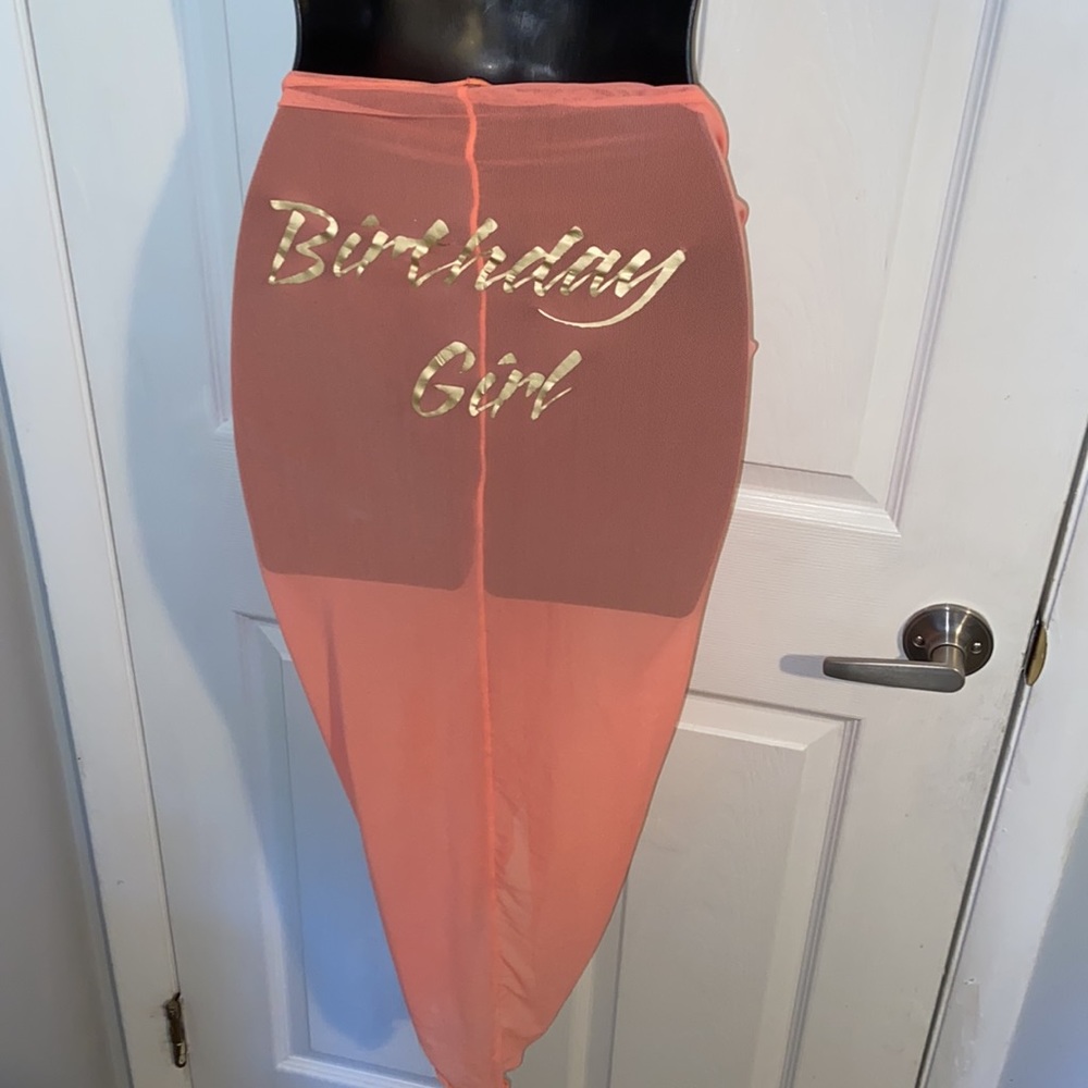 BIRTHDAY GIRL cover up sarong orange with gold foil BIRTHDAY GIRL